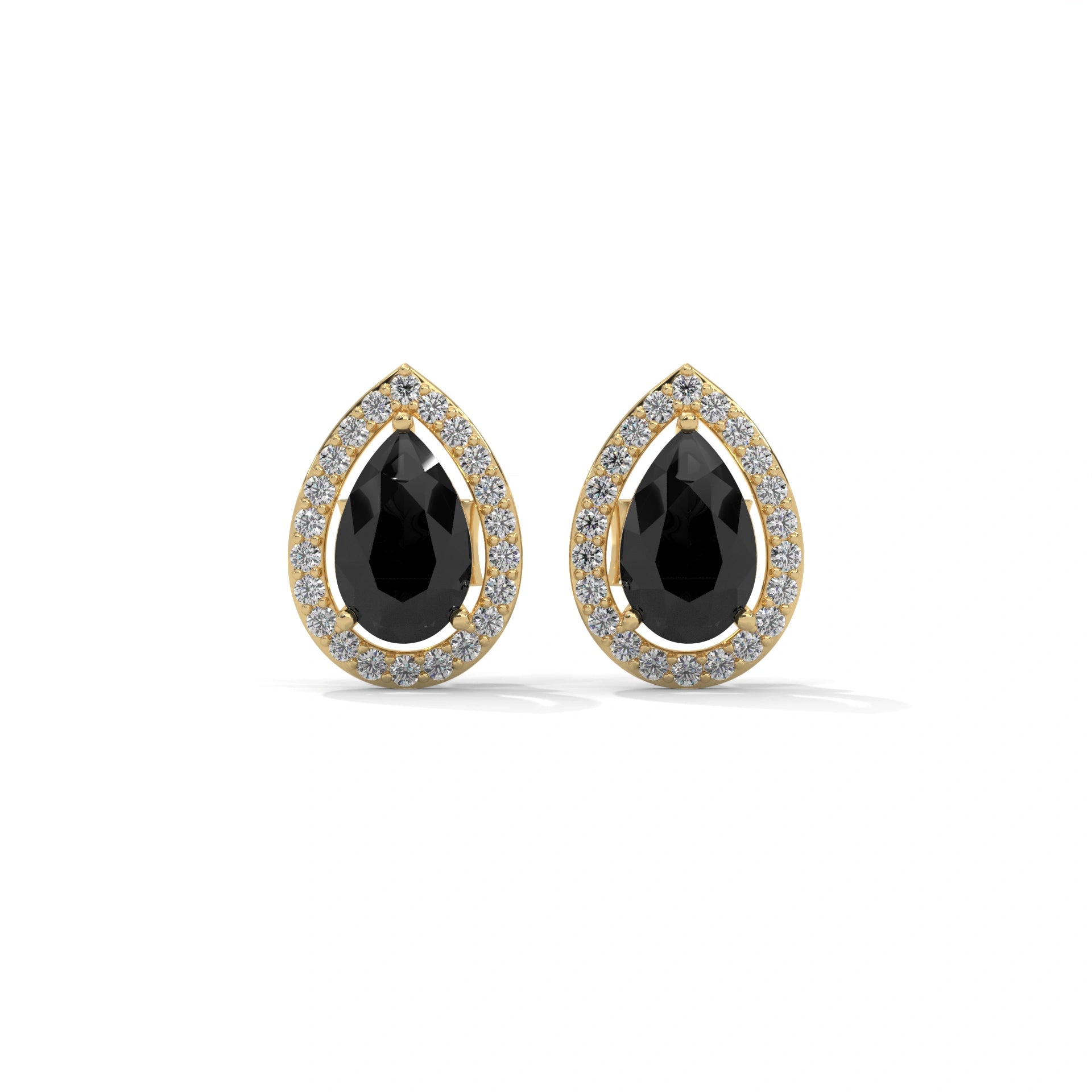 Shop 4 Carat Pear Cut Black Diamond Halo Stud Earrings Screw Back