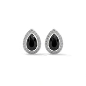 Shop 4 Carat Pear Cut Black Diamond Halo Stud Earrings Screw Back 950 Platinum