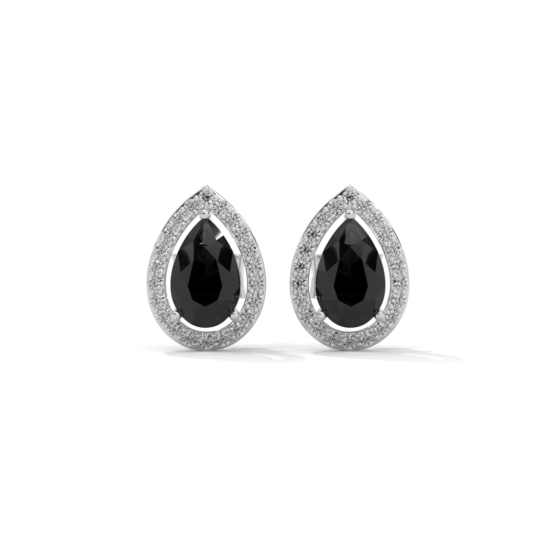 Shop 4 Carat Pear Cut Black Diamond Halo Stud Earrings Screw Back 950 Platinum