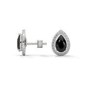 Shop 4 Carat Pear Cut Black Diamond Halo Stud Earrings Screw Back