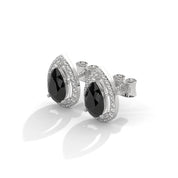 Shop 4 Carat Pear Cut Black Diamond Halo Stud Earrings Screw Back