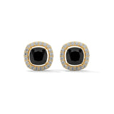 3.8 Ct Cushion Cut Diamond Halo Black Diamond Stud Earrings