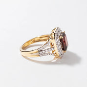4 Ct Emerald Cut 4 Prong Ruby Gemstone Double Halo Engagement Ring