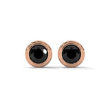 3.80 Carat Round Cut Diamond Bezel Set Black Diamond Stud Earrings