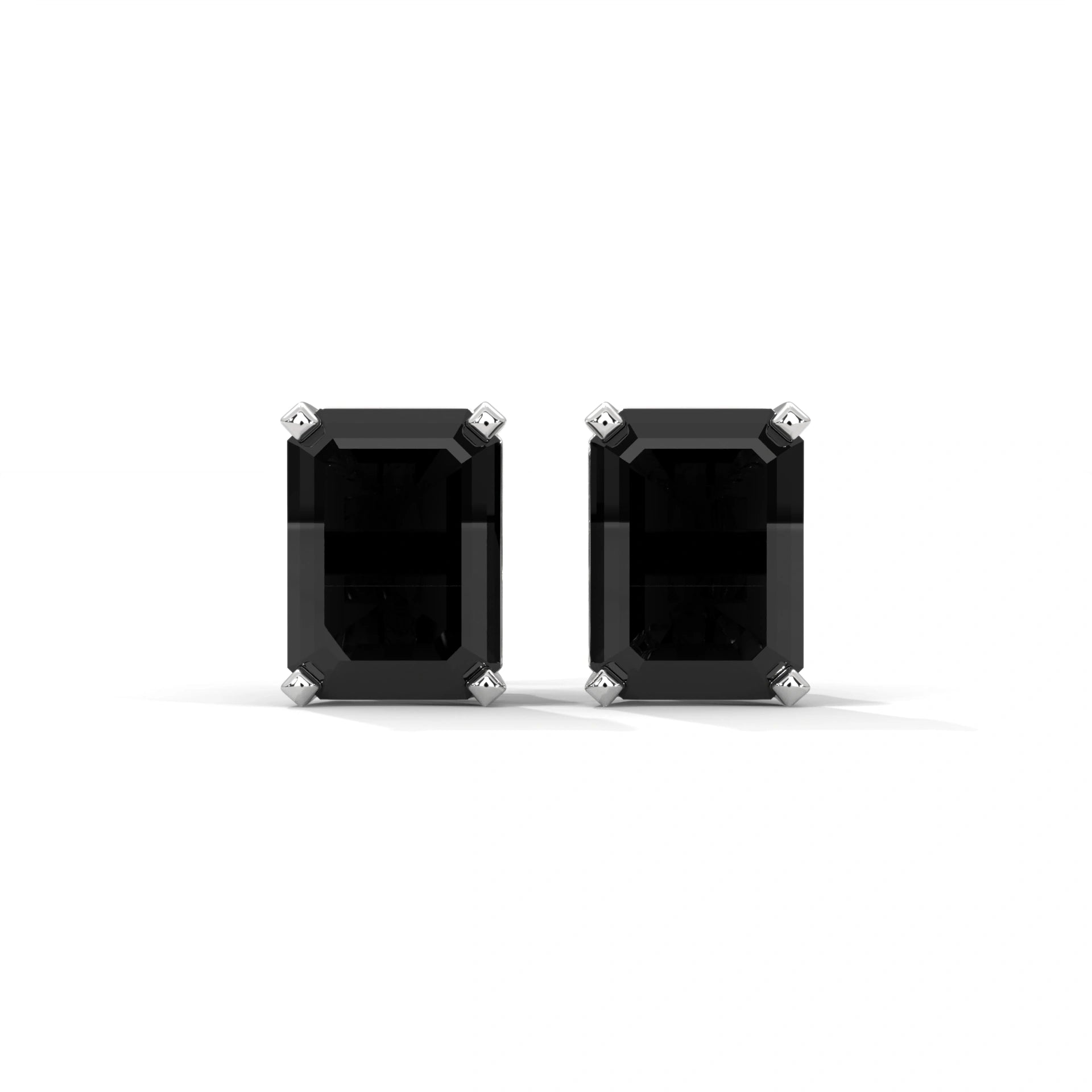 4.20 Ct Emerald Cut Solitaire Black Diamond Earrings