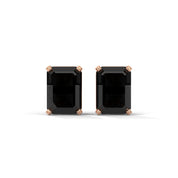 4.20 Ct Emerald Cut Solitaire Black Diamond Earrings 18K Rose Gold