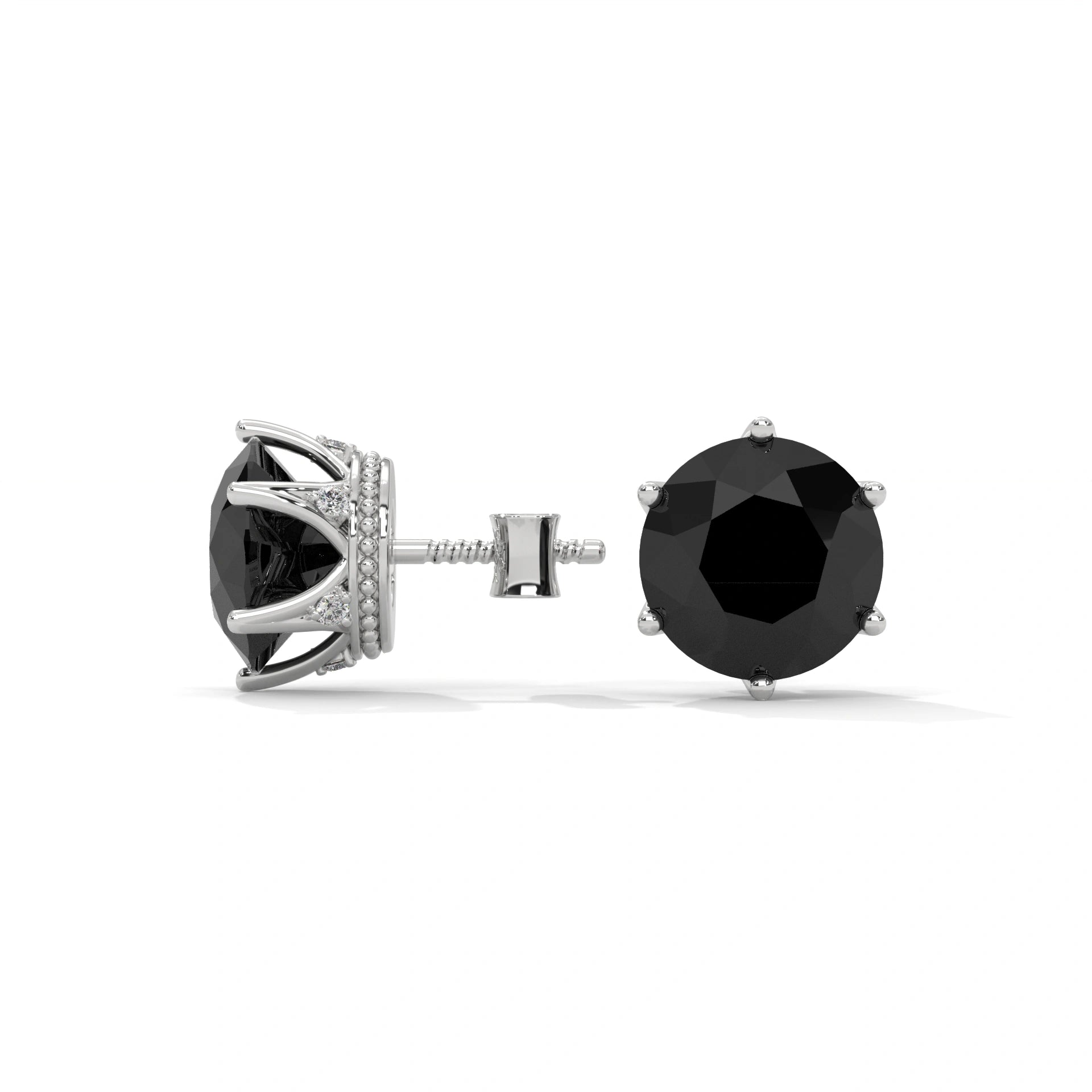Shop 3.86 Carat Round Cut Prong Set Black Diamond Stud Earrings