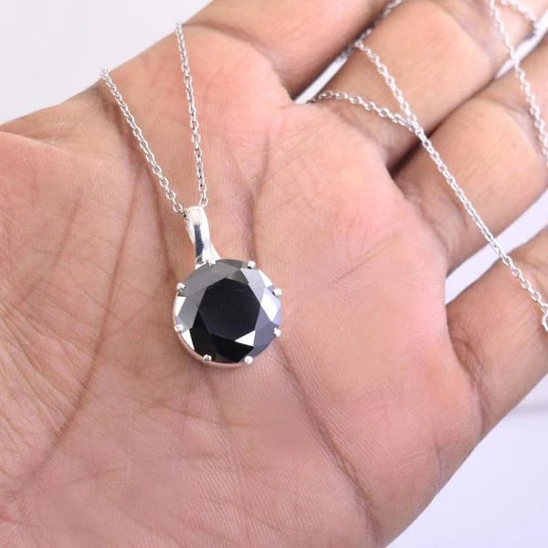 5 Ct Round Cut Diamond Solitaire Prong Set Black Diamond Pendant Necklace