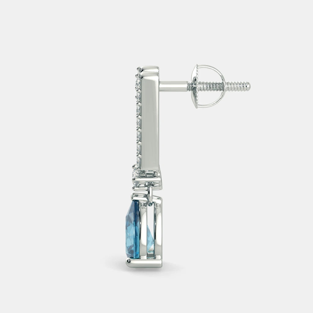 5 Ct Pear Cut Prong Set Blue Lab Diamond Dangle Earrings