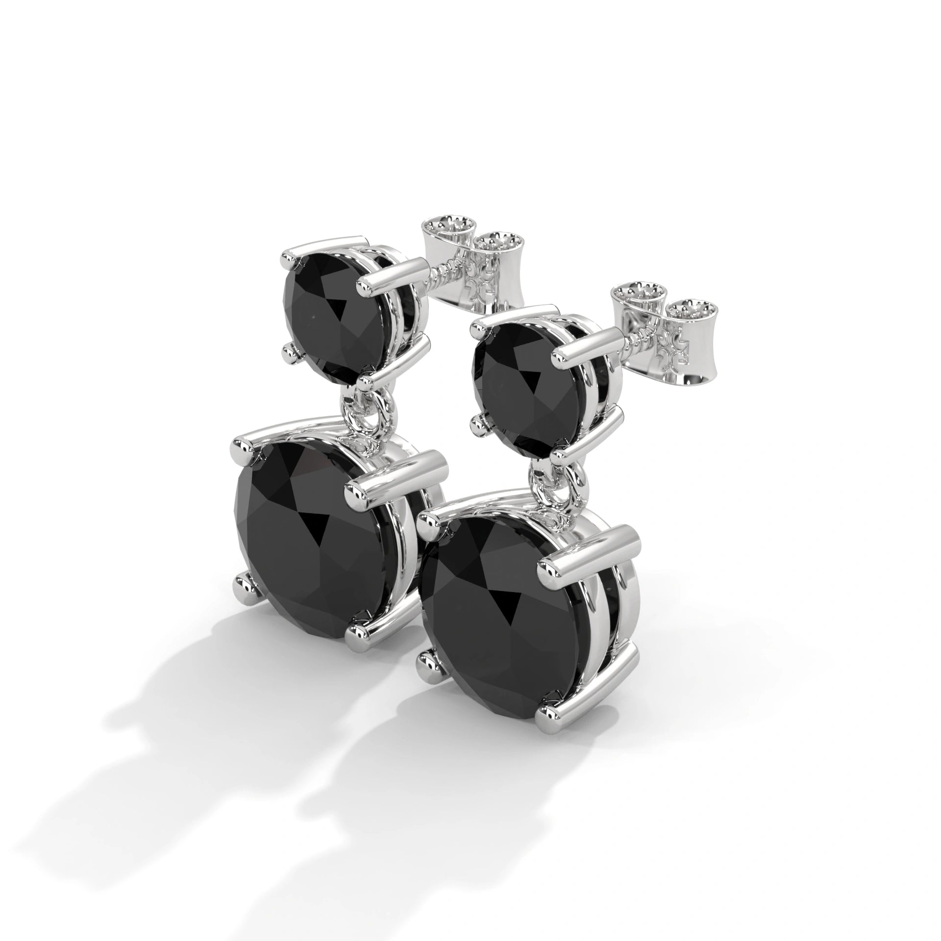 Luxury 5.08 Carat Round Cut Diamond Black Diamond Drop Earrings