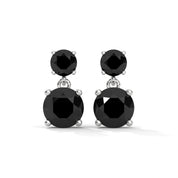 Luxury 5.08 Carat Round Cut Diamond Black Diamond Drop Earrings