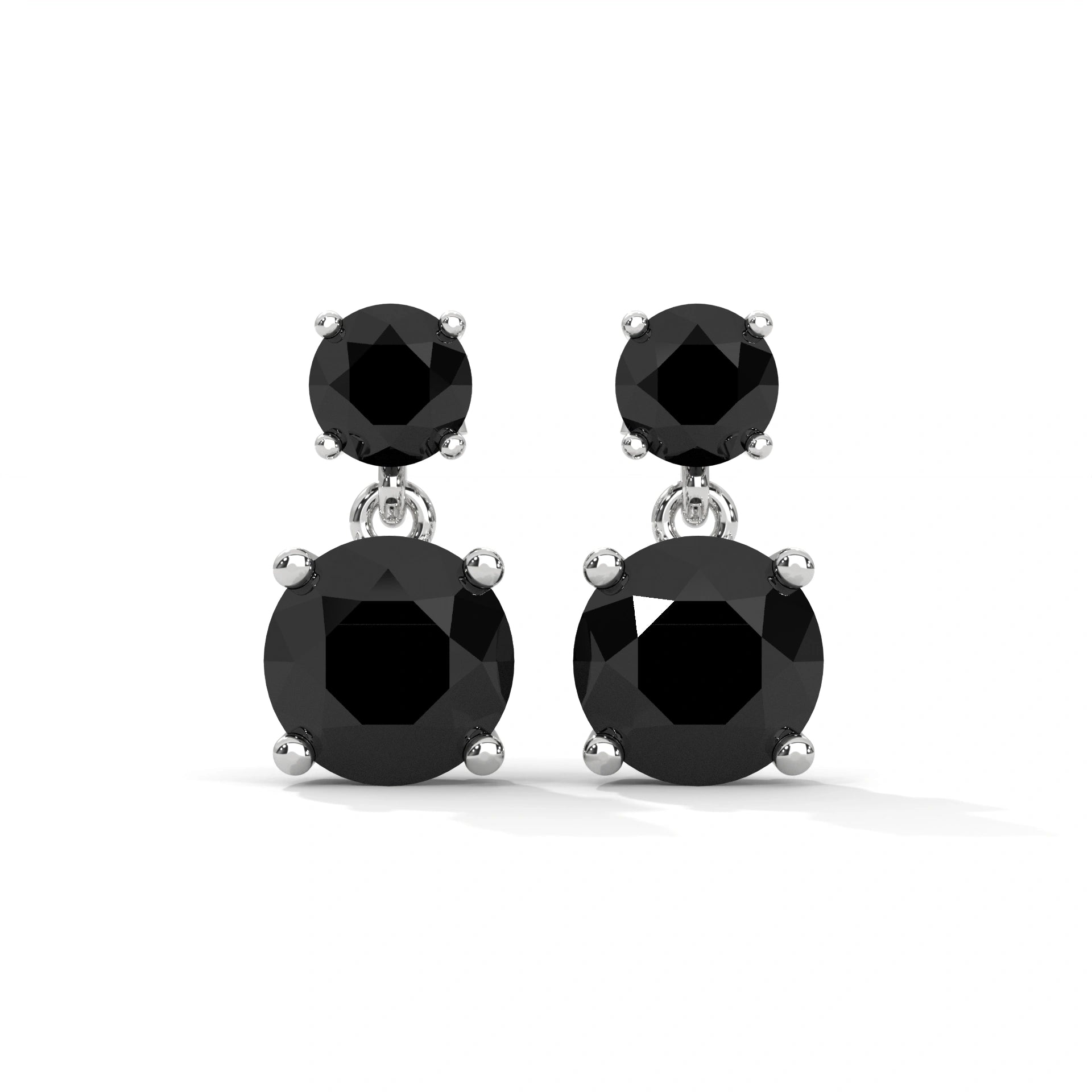 Luxury 5.08 Carat Round Cut Diamond Black Diamond Drop Earrings
