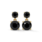 Luxury 5.08 Carat Round Cut Diamond Black Diamond Drop Earrings 18K Yellow Gold