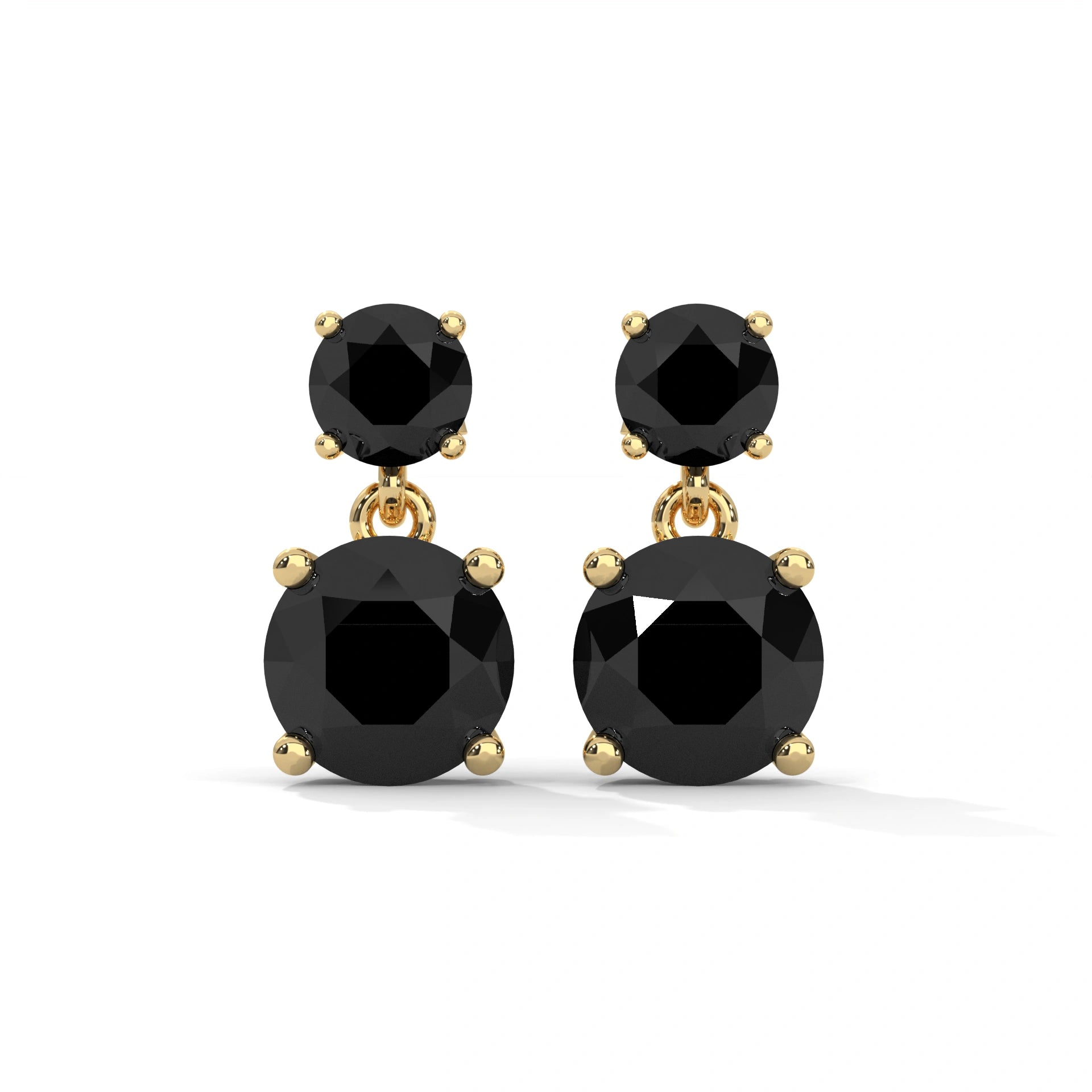 Luxury 5.08 Carat Round Cut Diamond Black Diamond Drop Earrings 18K Yellow Gold