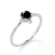 5 Stone Round Cut Black And White Diamond Engagement Ring Black Diamond Engagement Ring