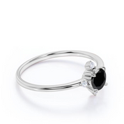5 Stone Round Cut Black And White Diamond Engagement Ring Black Diamond Engagement Ring