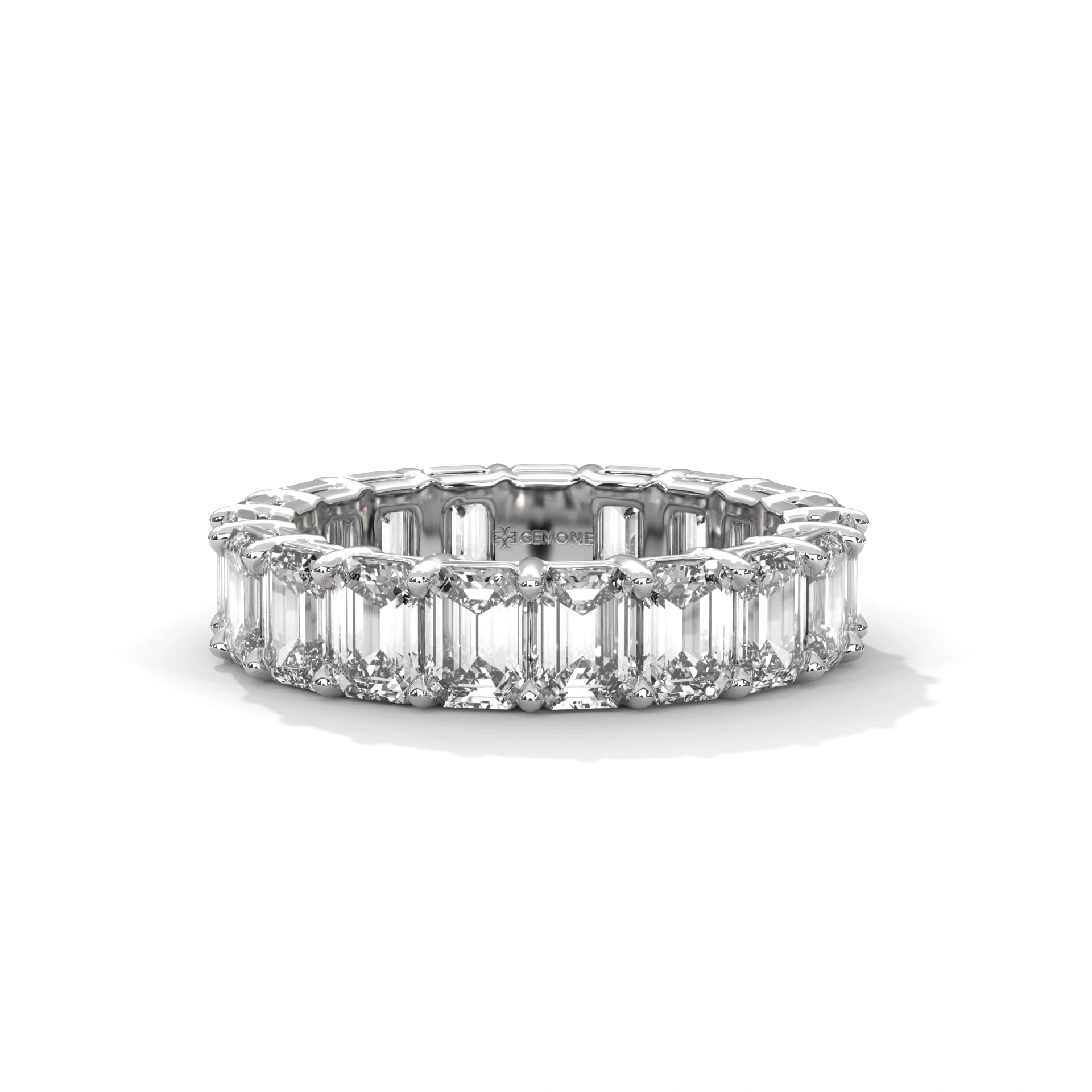 6.38 Ct Emerald Lab Diamond Eternity Band Yellow Gold 950 Platinum Natural Diamond