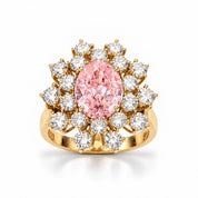 6.59 Carat Oval Pink Diamond Sunflower Halo Engagement Ring