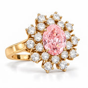 6.59 Carat Oval Pink Diamond Sunflower Halo Engagement Ring