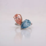 7 Carat Pear Shape Hidden Halo Toi et Moi Lab Diamond Ring