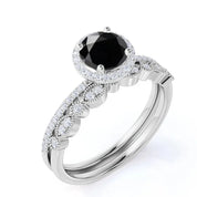 2.10 Carat Bridal Black Diamond Halo Diamond Ring 950 Platinum Black Diamond Ring