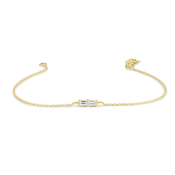 0.14 Ct Baguette Cut Diamond Bracelet 18K Yellow Gold Natural Diamond