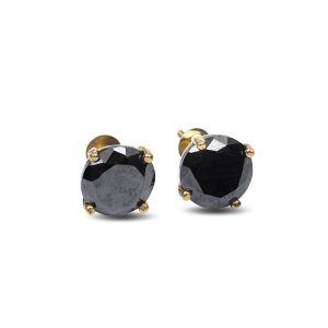 Round Cut Diamond Black Diamond Stud Earrings