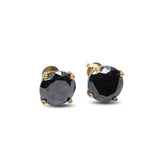 Round Cut Diamond Black Diamond Stud Earrings