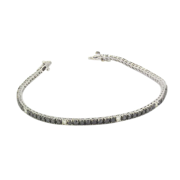 3 Ct Round Cut Black & White Diamond Tennis Bracelet