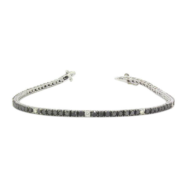 3 Ct Round Cut Black & White Diamond Tennis Bracelet