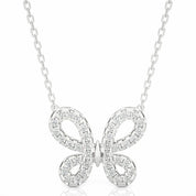 0.30 Carat Round Cut Prong Setting Butterfly Diamond Pendant In Yellow Gold White