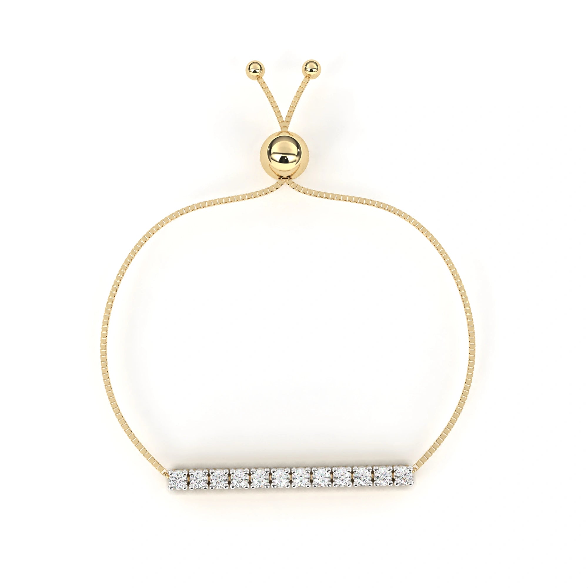 0.42 Carat Diamond Bar Slider Bracelet in Gold Adjustable Design 18K Yellow Gold Natural Diamond