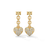 0.44 Carat Diamond Drop Earrings with Heart Earrings Design
