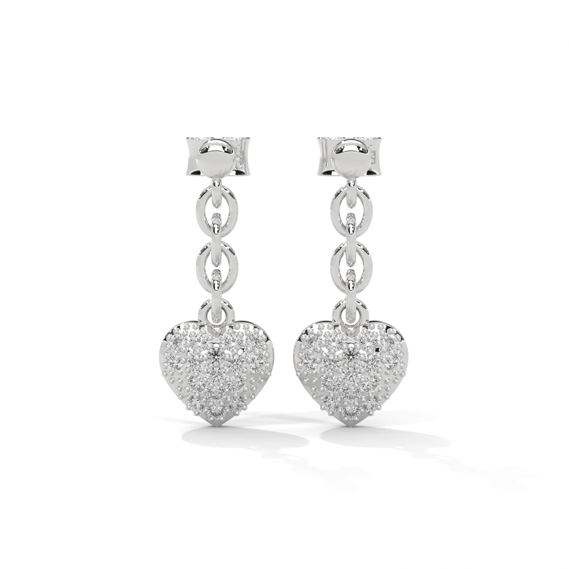 0.44 Carat Diamond Drop Earrings with Heart Earrings Design 950 Platinum Natural Diamond