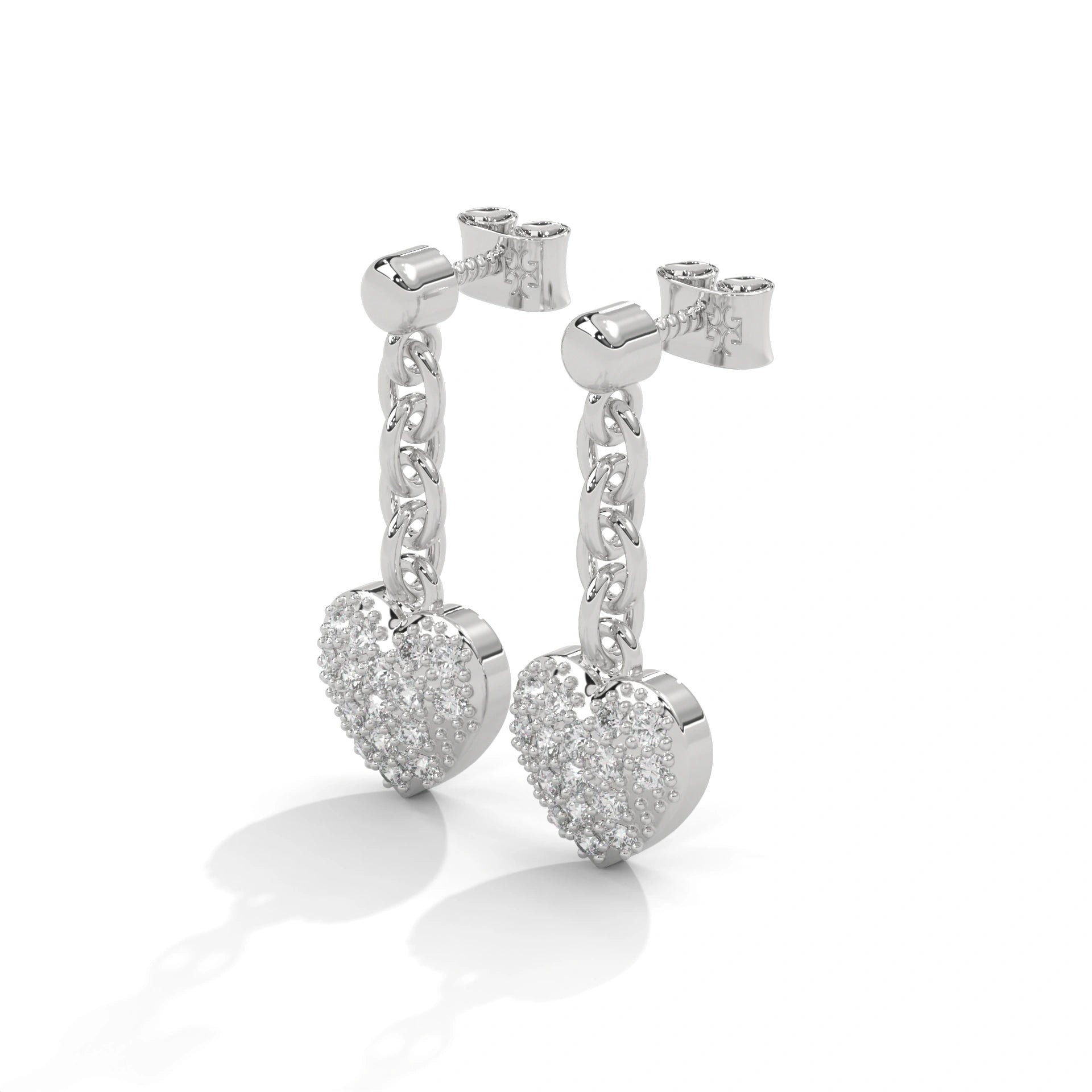 0.44 Carat Diamond Drop Earrings with Heart Earrings Design