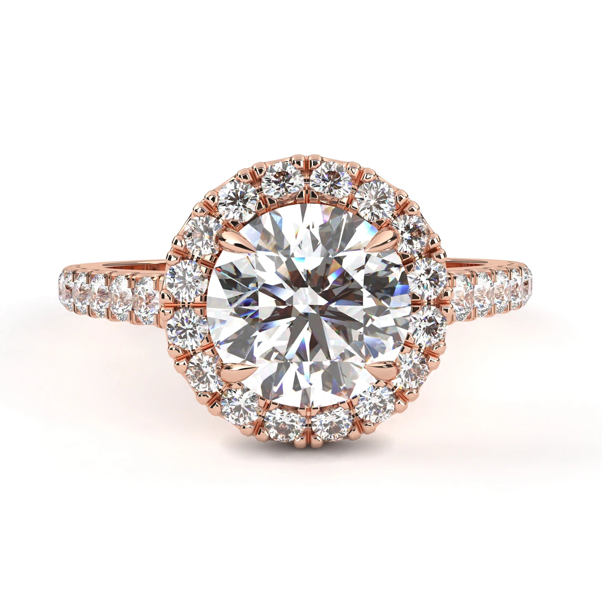 1.78 Ct Halo Diamond Ring Lab Created With Accent Stones White Lab Diamond