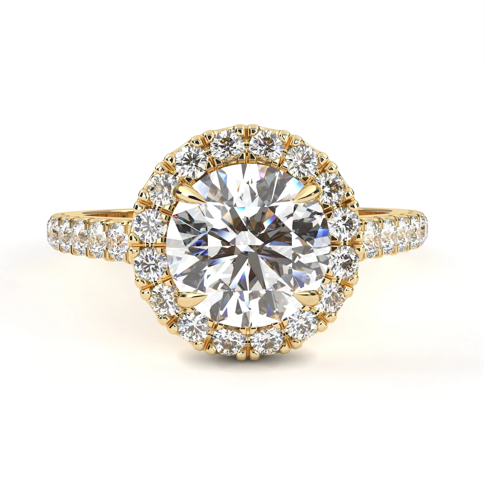 1.78 Ct Halo Diamond Ring Lab Created With Accent Stones Lab Diamond