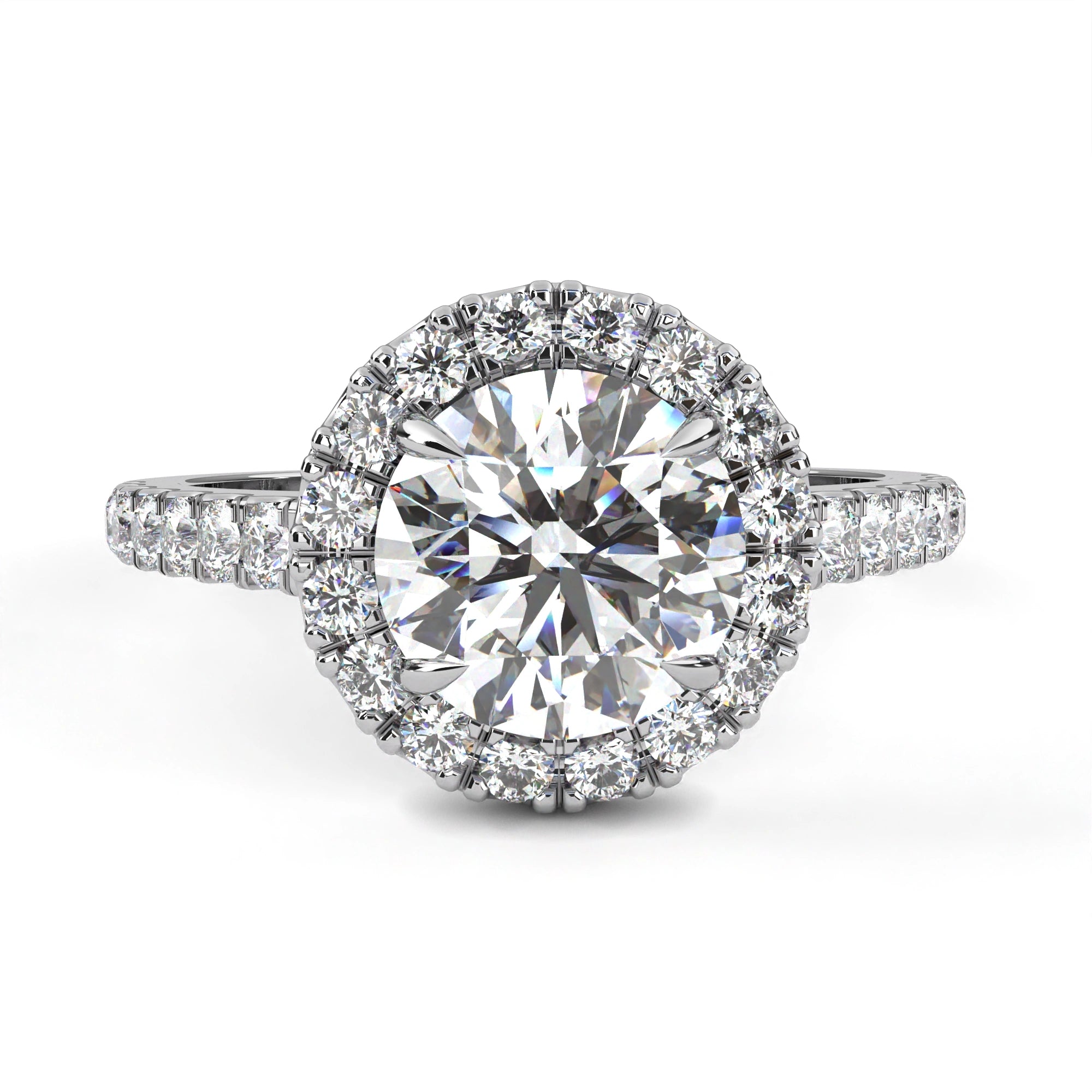 1.78 Ct Halo Diamond Ring Lab Created With Accent Stones White Lab Diamond