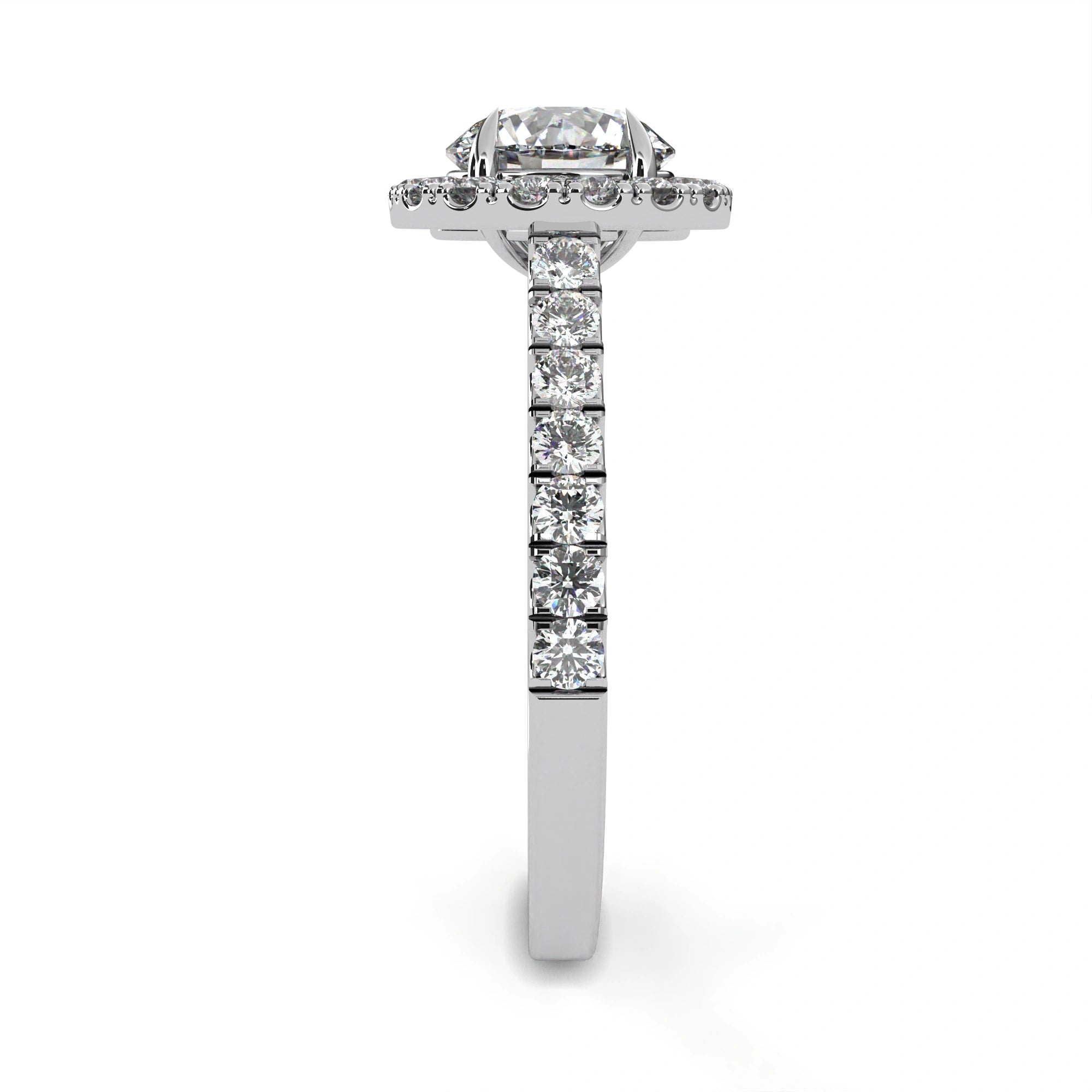 1.78 Ct Halo Diamond Ring Lab Created With Accent Stones White