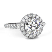 1.78 Ct Halo Diamond Ring Lab Created With Accent Stones White