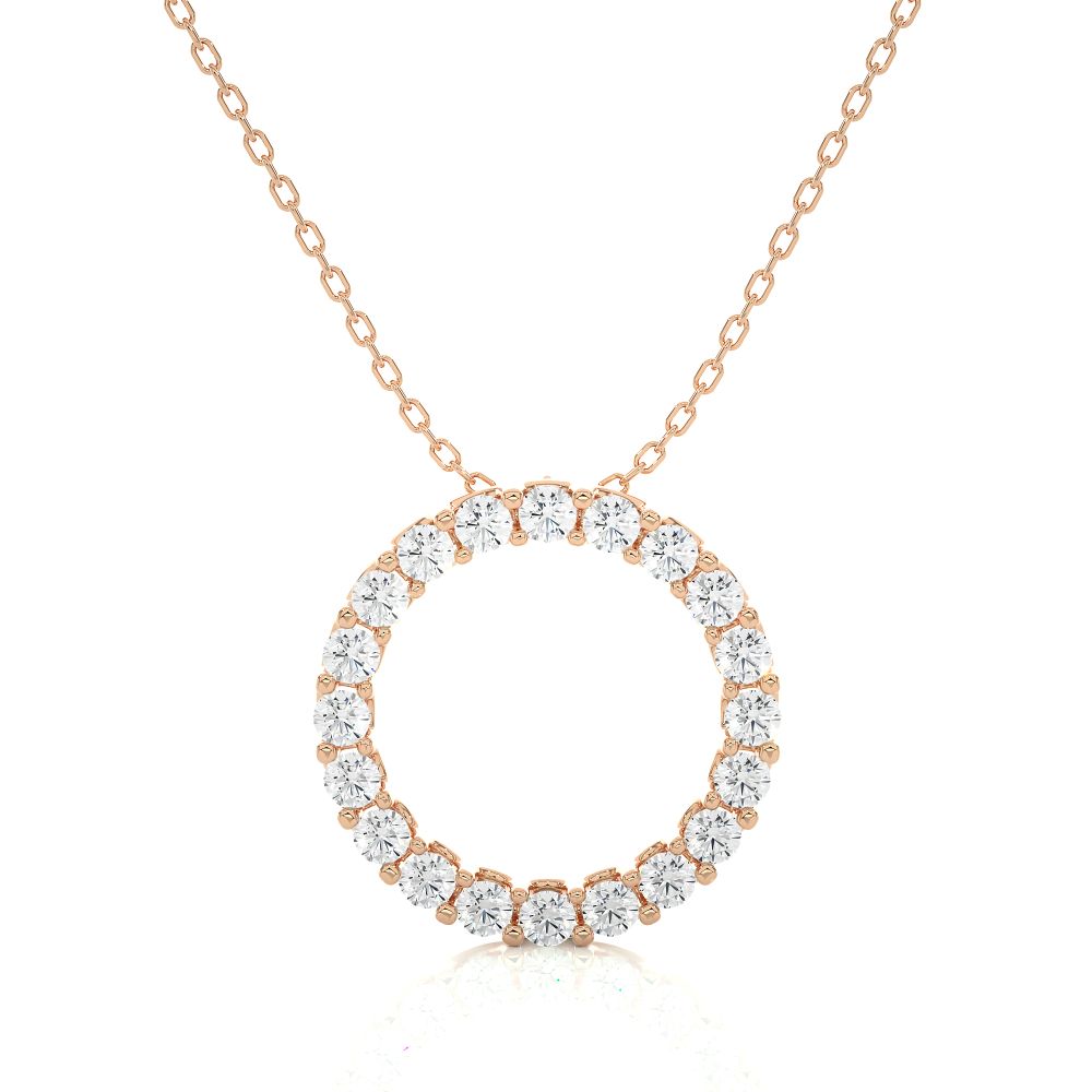 1.65 Ct Pave Set Eternity Circle Lab Diamond Pendant In White Gold Rose