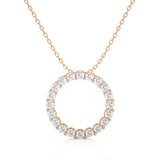 Round Shape Lab Diamond Prong Set Eternity Circle Necklace In White Gold