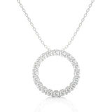 Round Shape Lab Diamond Prong Set Eternity Circle Necklace In White Gold