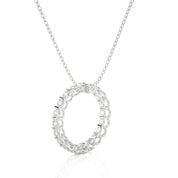 Round Shape Lab Diamond Prong Set Eternity Circle Necklace In White Gold
