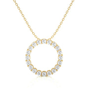 1.65 Ct Pave Set Eternity Circle Lab Diamond Pendant In White Gold Yellow
