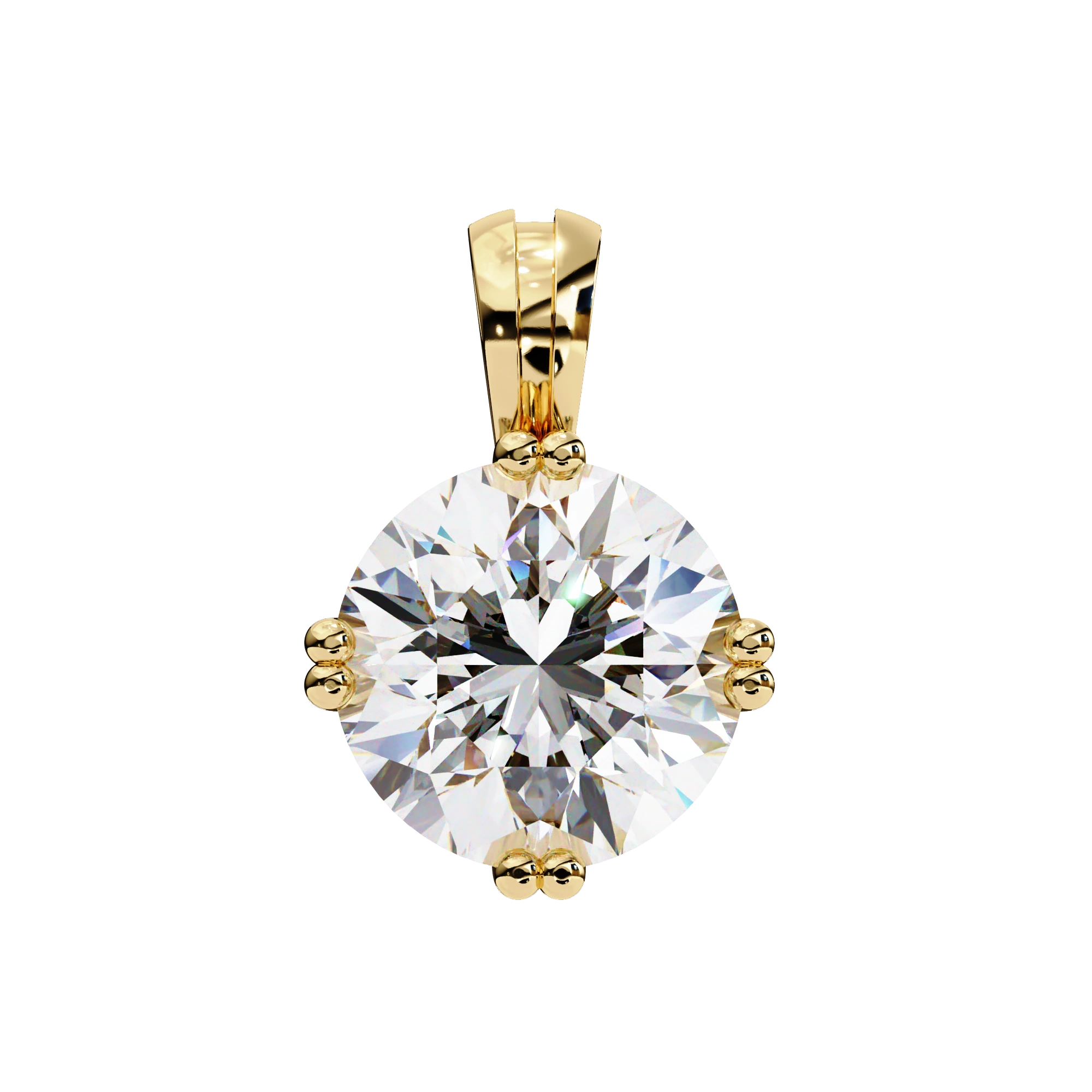 2 Ct Classic Round Cut Diamond Necklace Yellow Gold
