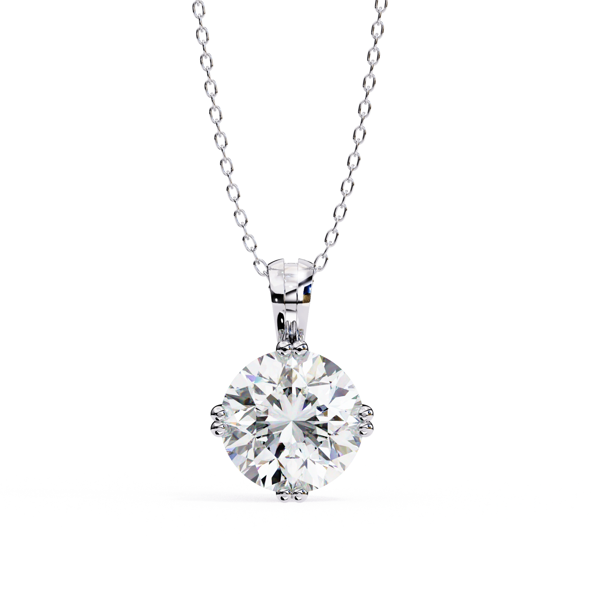 2 Ct Classic Round Cut Diamond Necklace Yellow Gold Lab Dimond