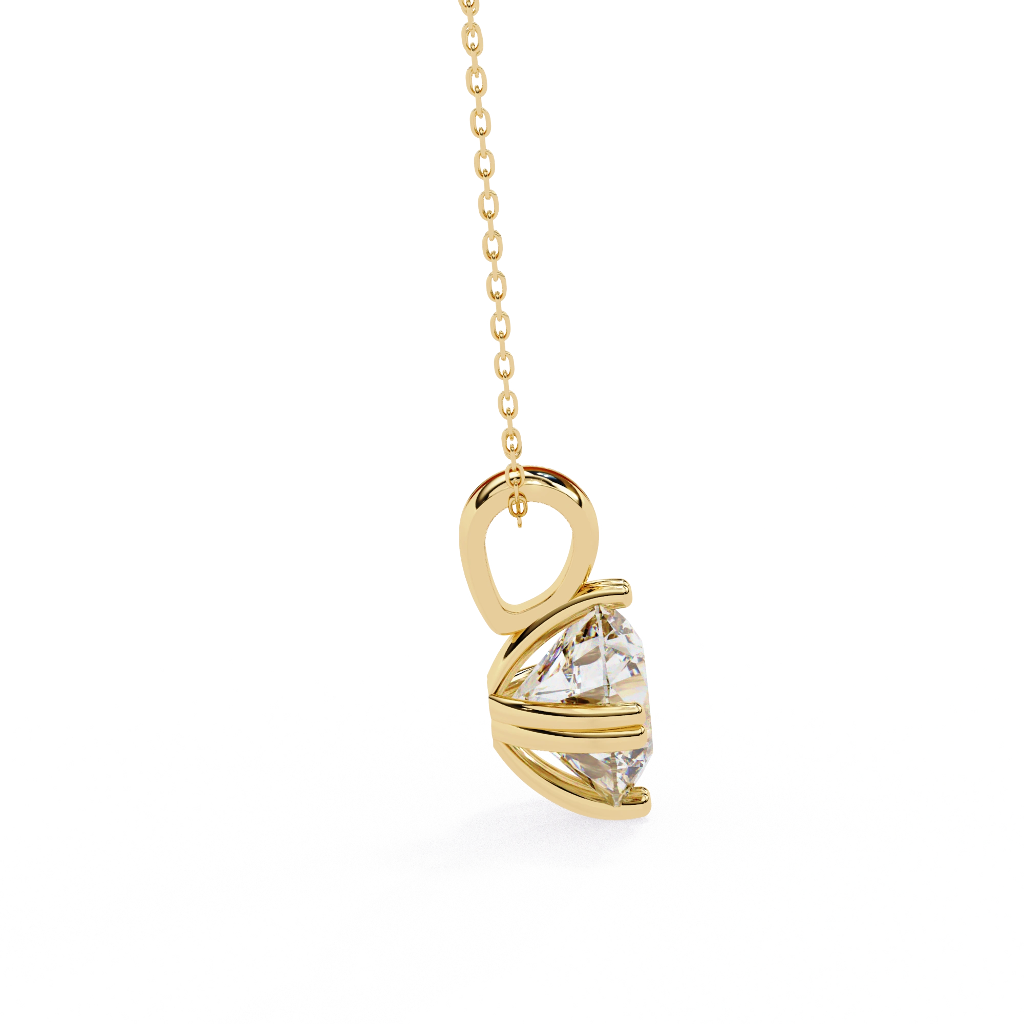 2 Ct Classic Round Cut Diamond Necklace Yellow Gold