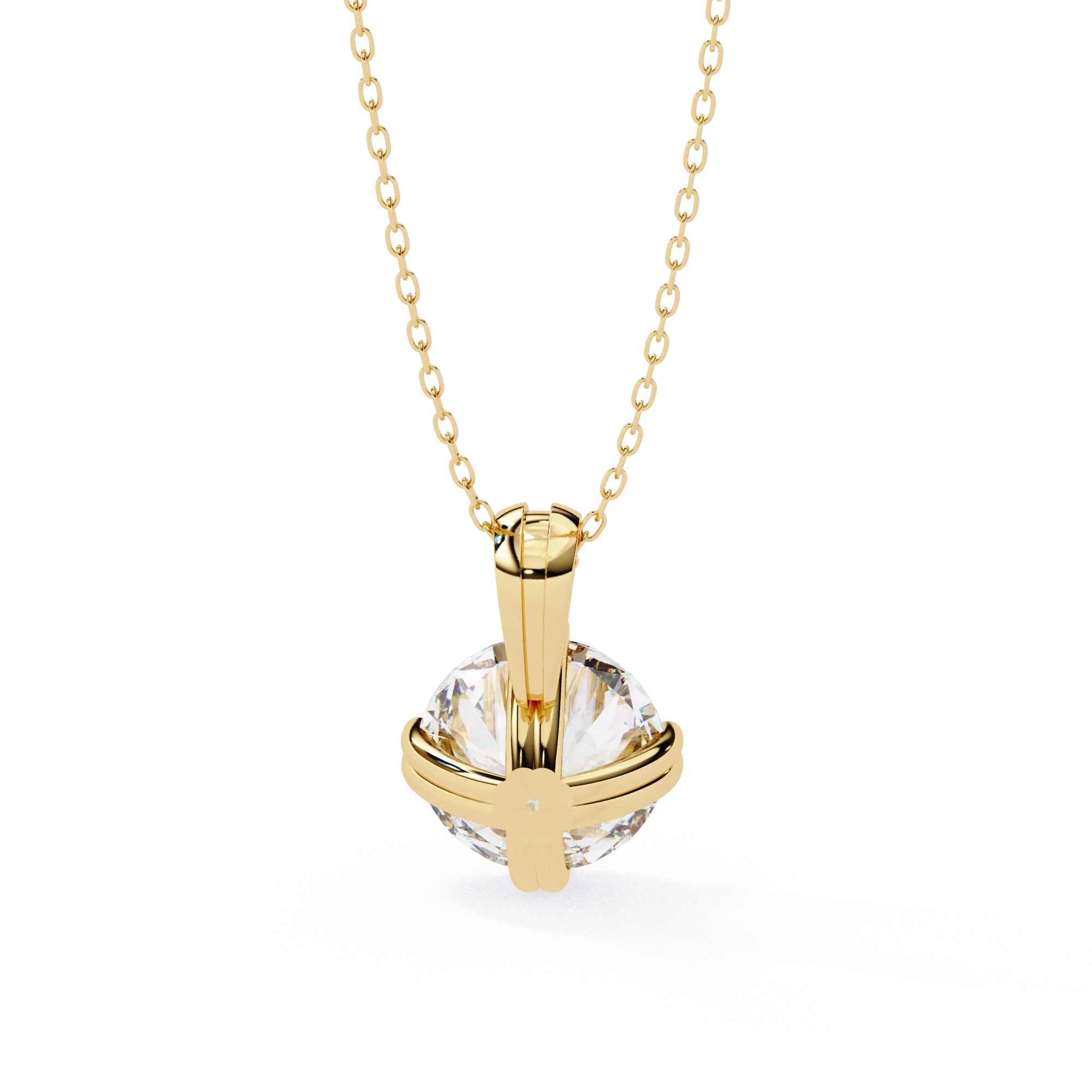 2 Ct Classic Round Cut Diamond Necklace Yellow Gold