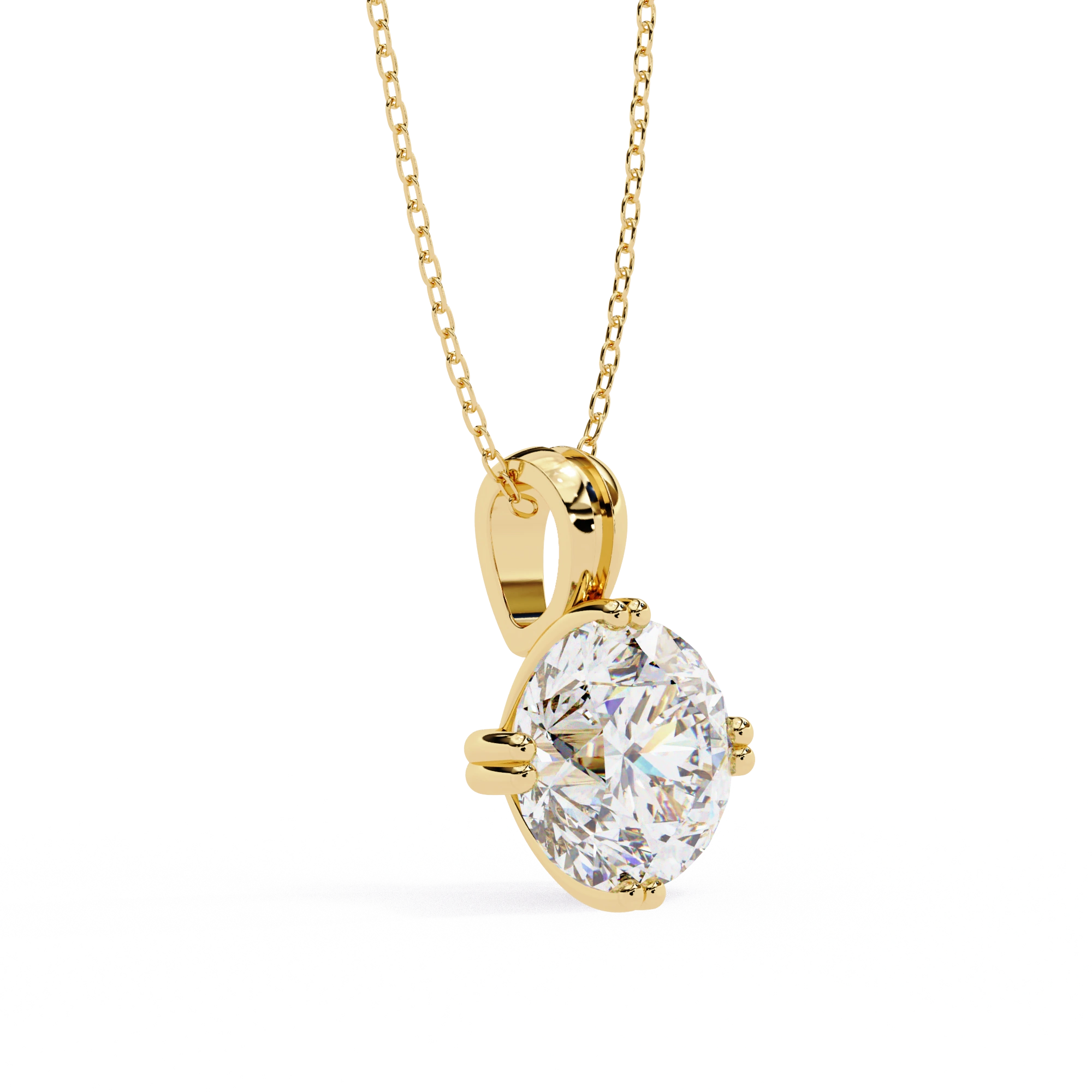 2 Ct Classic Round Cut Diamond Necklace Yellow Gold